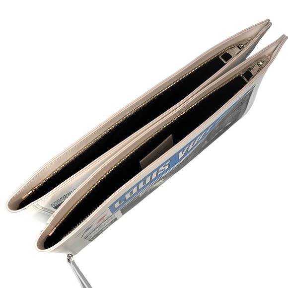 Louis Vuitton Newspaper Pouch Calfskin Leather Clutch Bag Virgil Abloh LV News - Picture 10 of 16